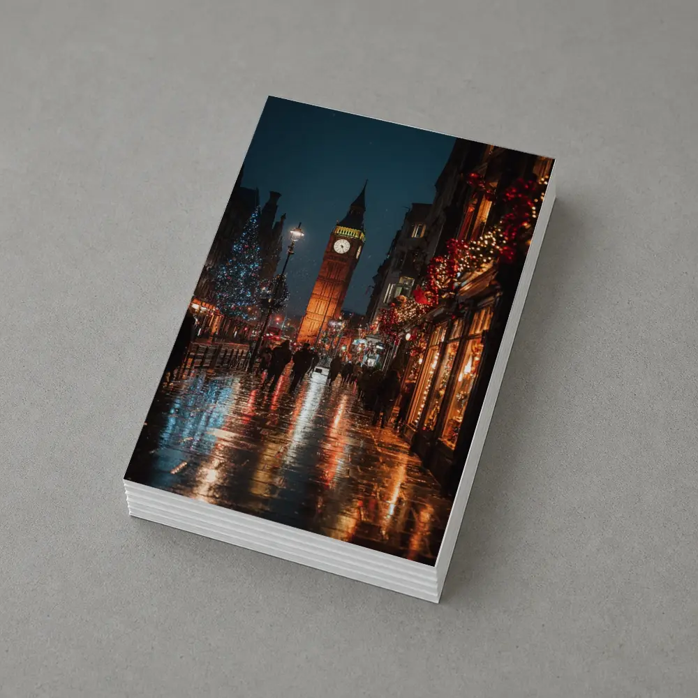 Big Ben London Christmas Night Rainy Street – Postcards