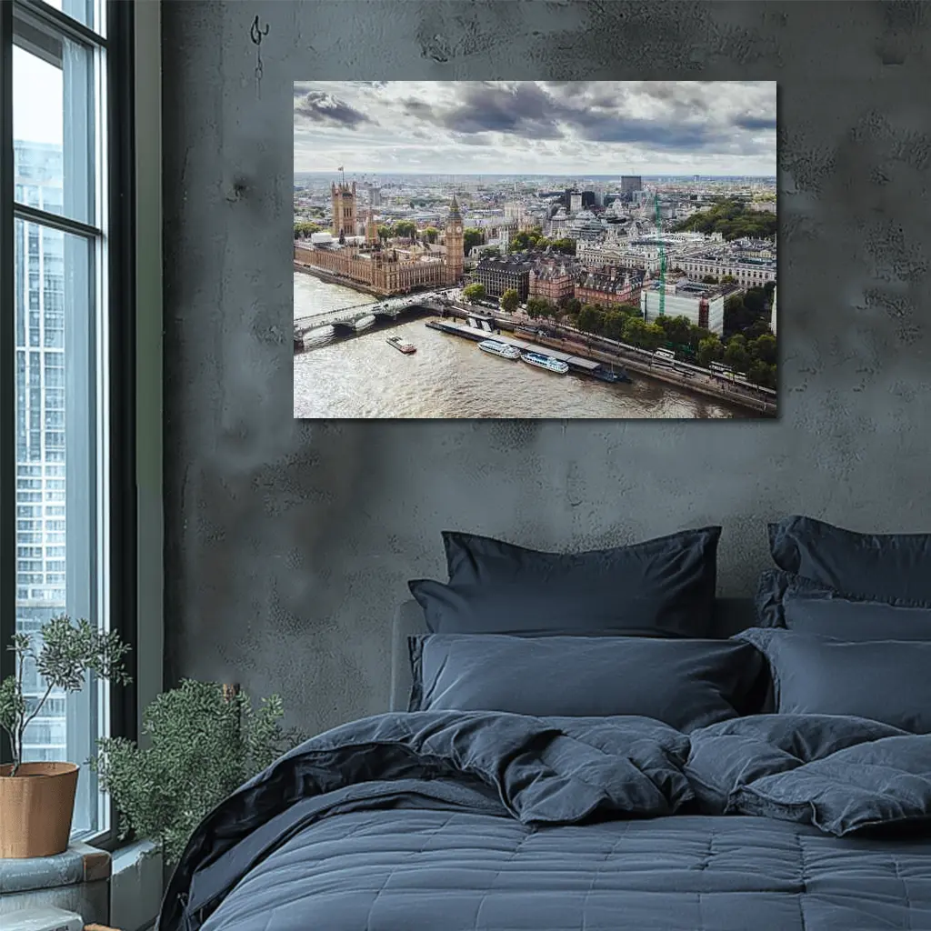 London Westminster Thames River Aerial View – Wall Art