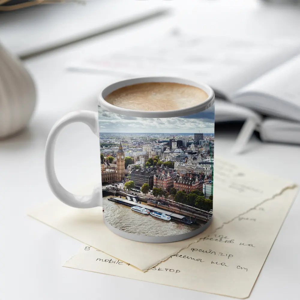 London Westminster Thames River Aerial View – Mugs