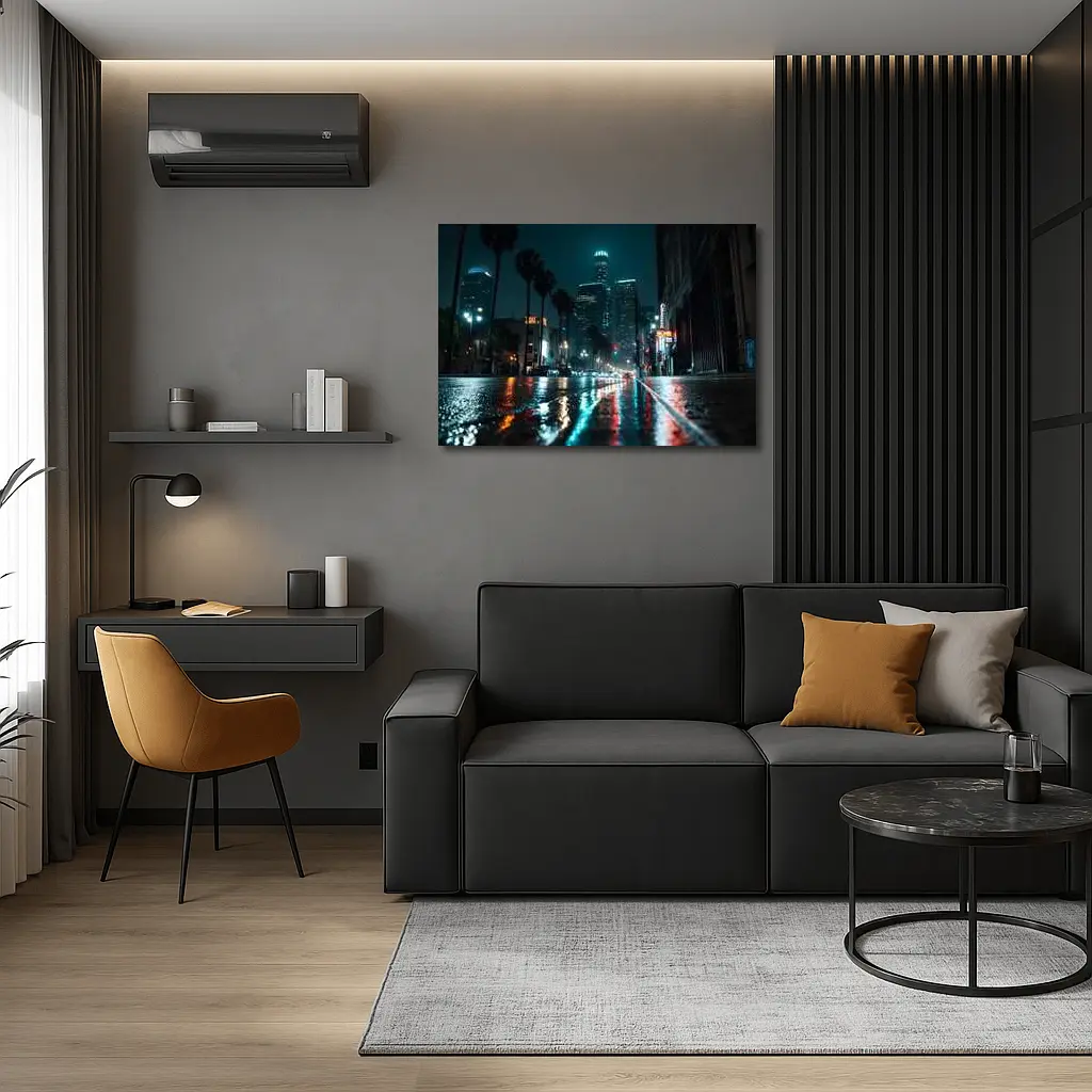 Los Angeles Downtown Rainy Night Street – Wall Art