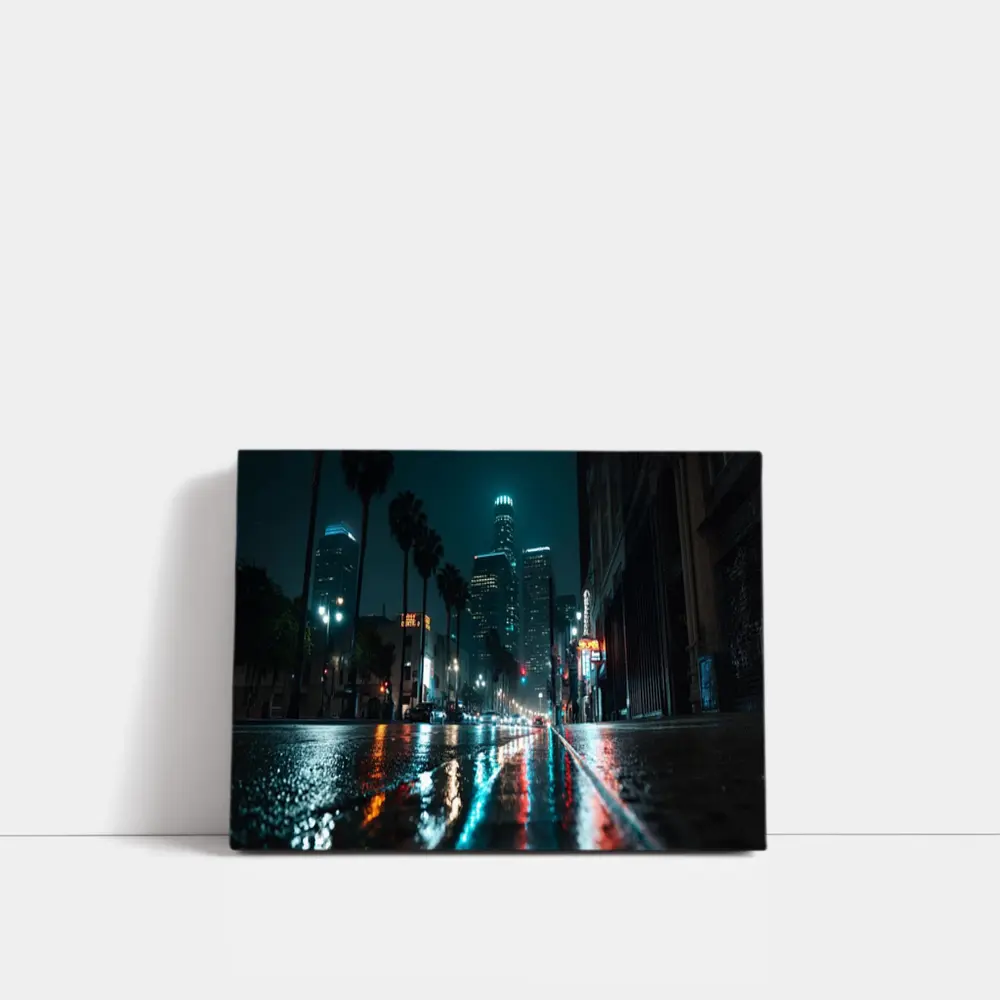 Los Angeles Downtown Rainy Night Street – Wall Art