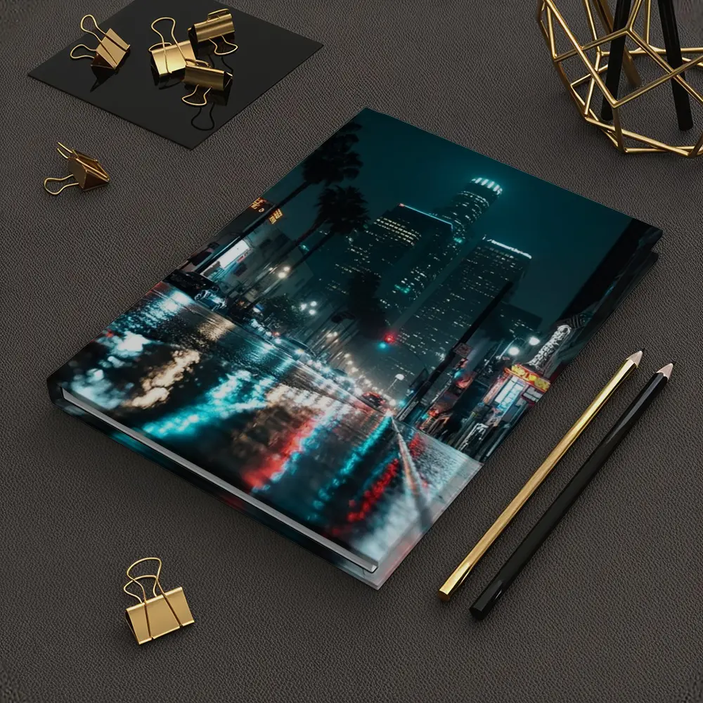 Los Angeles Downtown Rainy Night Street – Notebooks