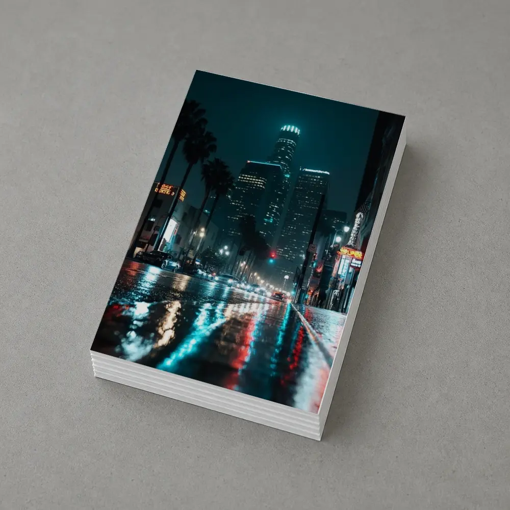 Los Angeles Downtown Rainy Night Street – Postcards