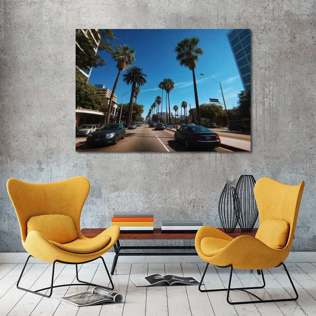 Los Angeles Palm Tree Boulevard Blue Sky – Wall Art