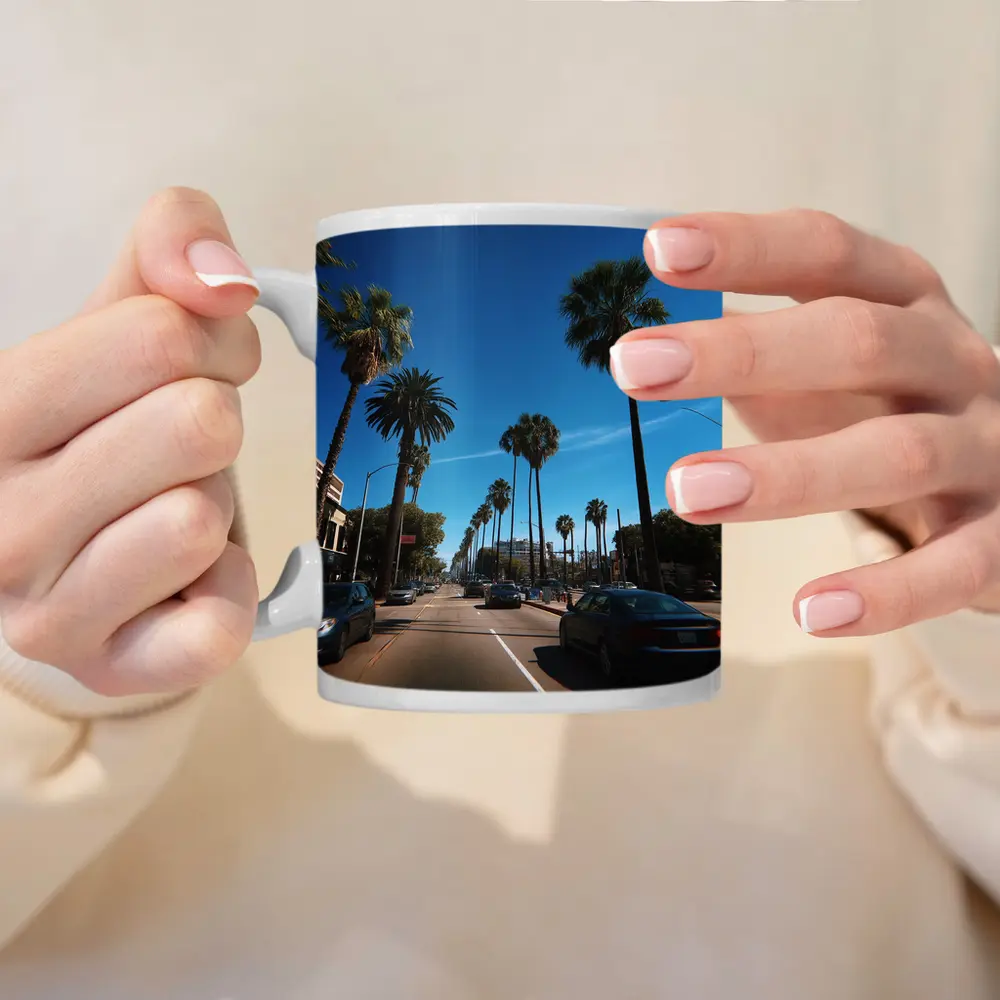 Los Angeles Palm Tree Boulevard Blue Sky – Mugs