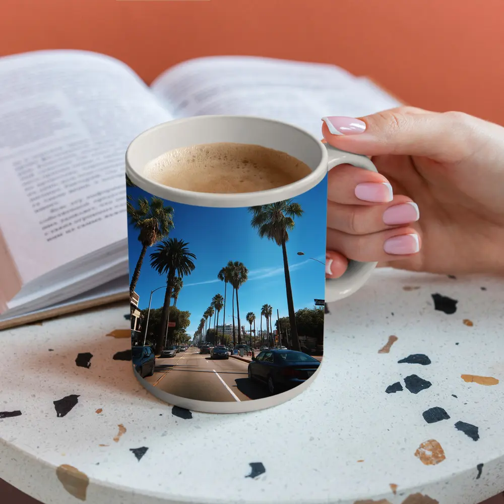 Los Angeles Palm Tree Boulevard Blue Sky – Mugs