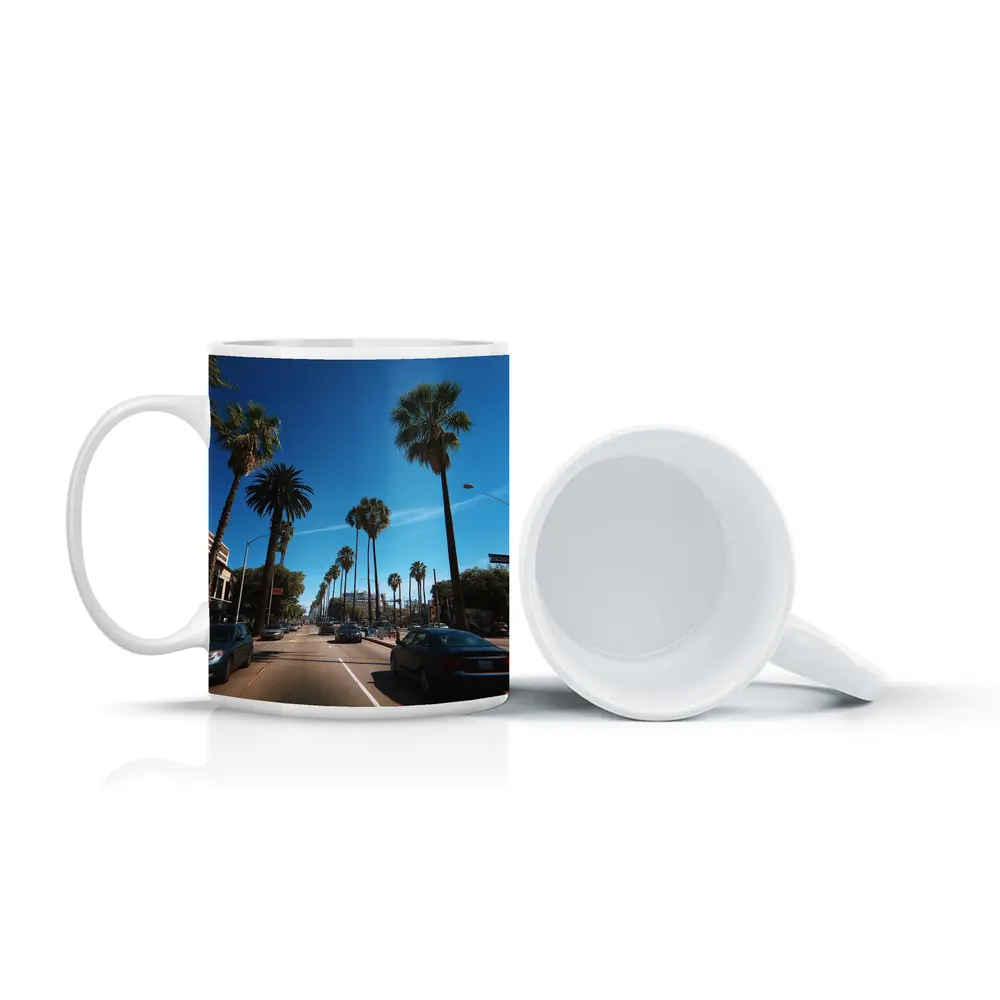 Los Angeles Palm Tree Boulevard Blue Sky – Mugs