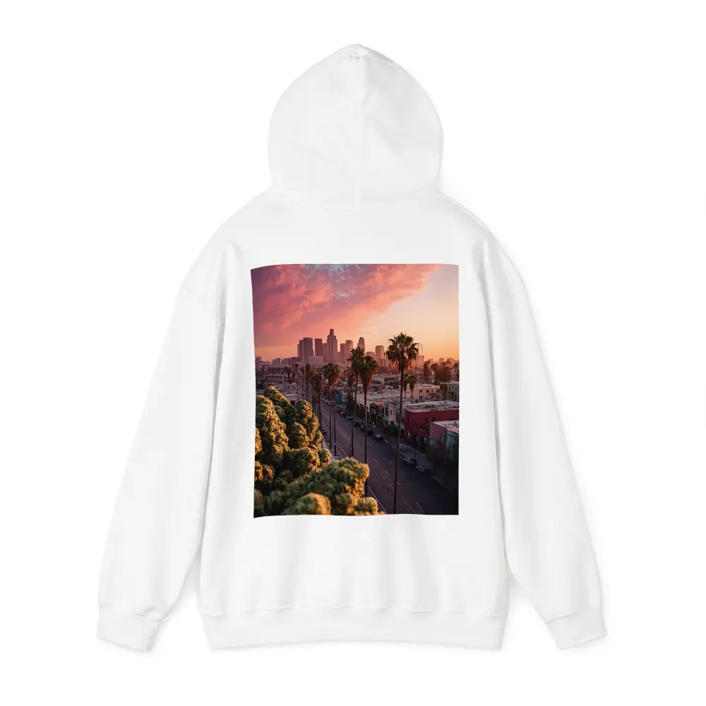 Los Angeles Downtown Skyline Sunset Palm Trees – Hoodies