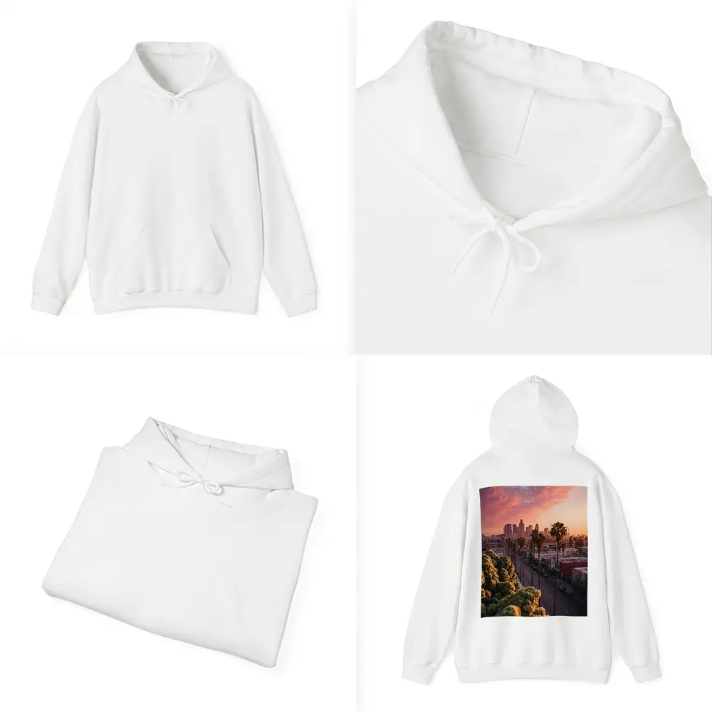 Los Angeles Downtown Skyline Sunset Palm Trees – Hoodies