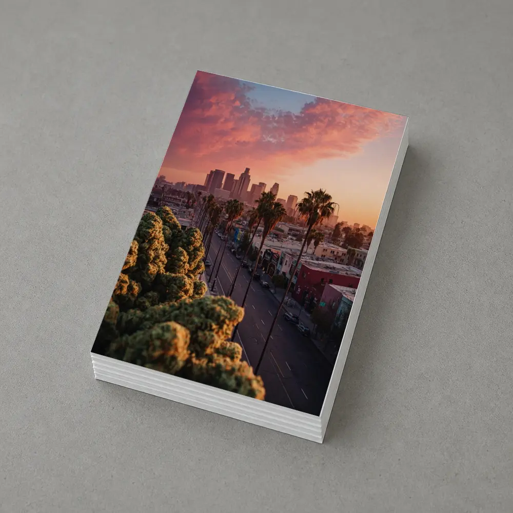 Los Angeles Downtown Skyline Sunset Palm Trees – Postcards