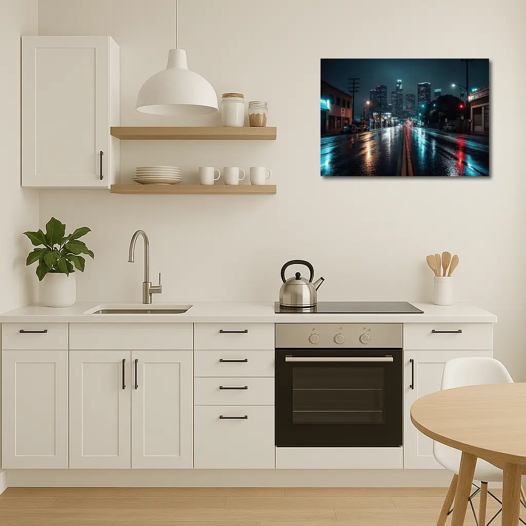 Rainy Night Los Angeles Downtown City Street – Wall Art