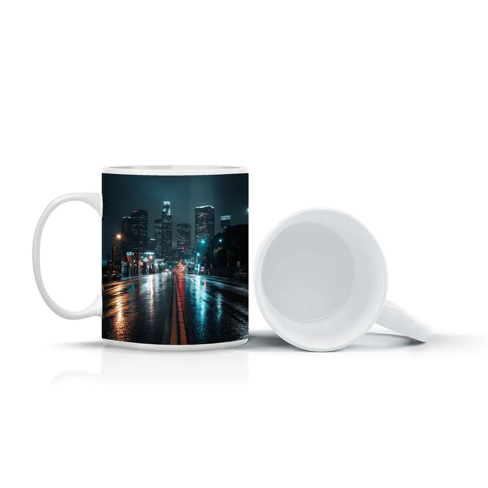 Rainy Night Los Angeles Downtown City Street – Mugs