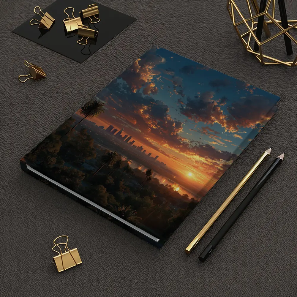 Los Angeles Sunset Skyline Palm Trees View – Notebooks