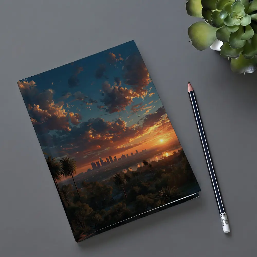 Los Angeles Sunset Skyline Palm Trees View – Notebooks