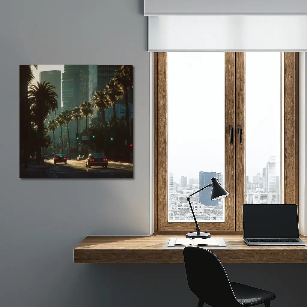 Los Angeles Downtown Palm Trees Street Scene – Wall Art