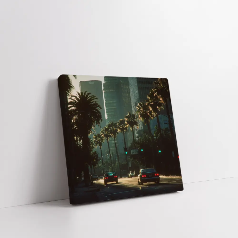 Los Angeles Downtown Palm Trees Street Scene – Wall Art