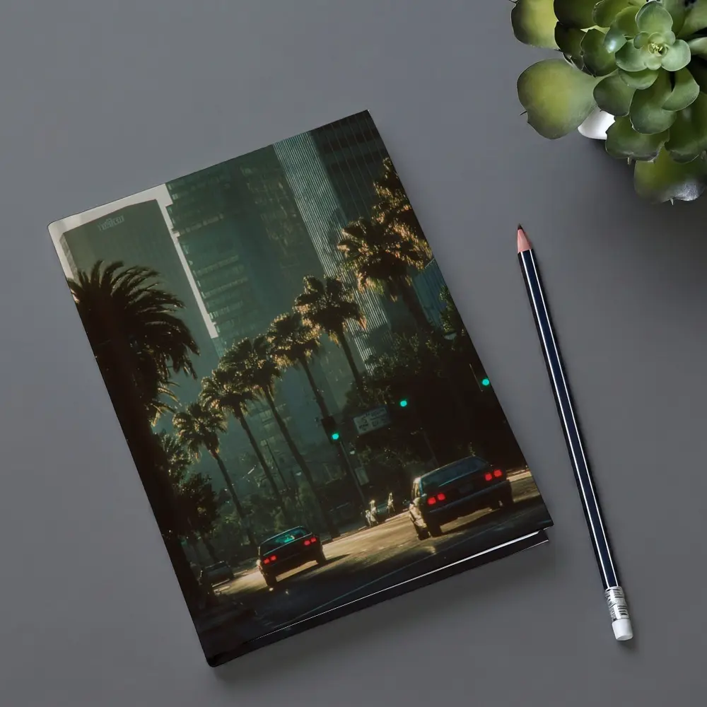 Los Angeles Downtown Palm Trees Street Scene – Notebooks