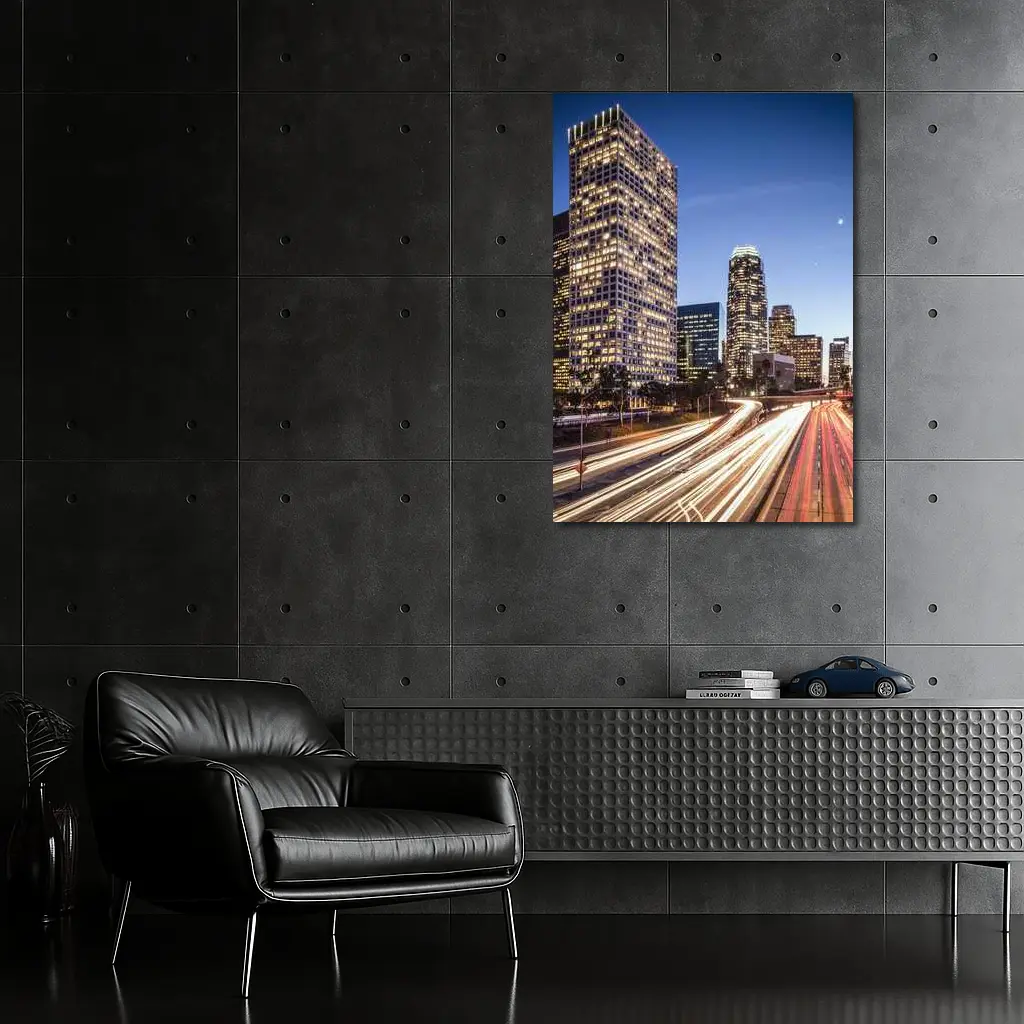 Los Angeles Downtown Skyline Highway Light Trails – Wall Art