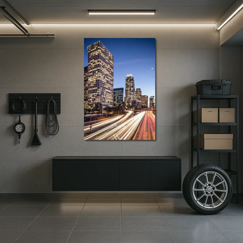 Los Angeles Downtown Skyline Highway Light Trails – Wall Art