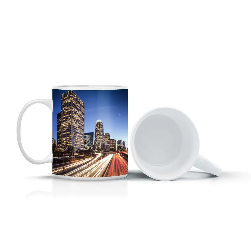 Los Angeles Downtown Skyline Highway Light Trails – Mugs