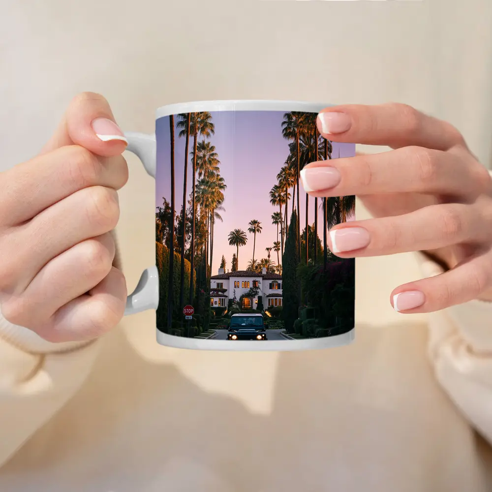 Hummer SUV Beverly Hills Palm Tree Street – Mugs