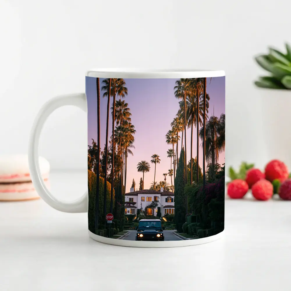 Hummer SUV Beverly Hills Palm Tree Street – Mugs