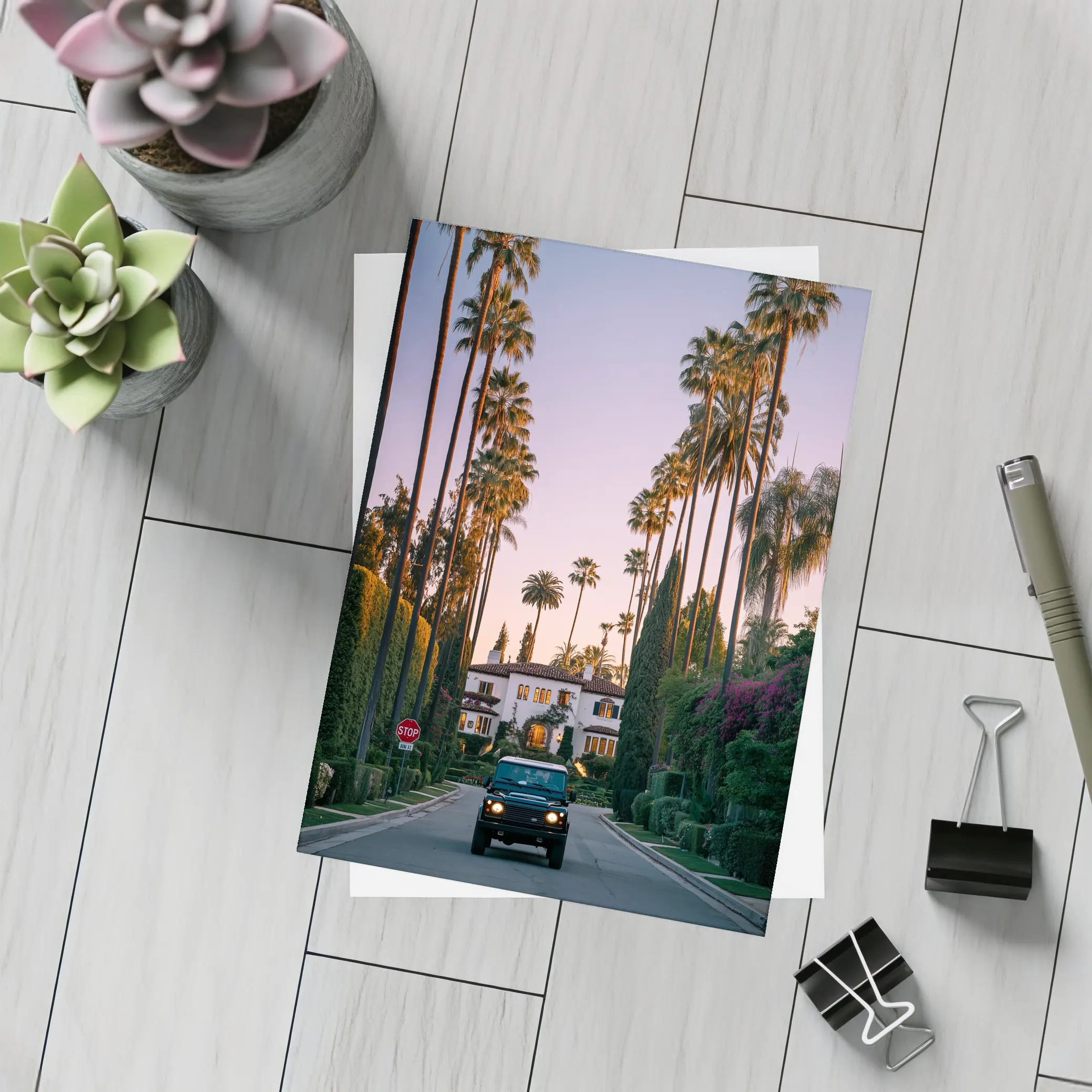 Hummer SUV Beverly Hills Palm Tree Street – Postcards