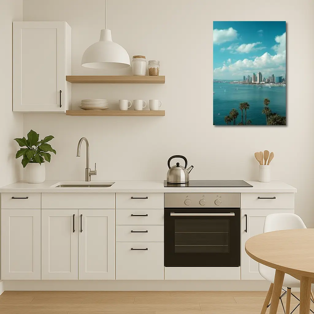 San Diego Bay Skyline Palm Trees Blue Sky – Wall Art