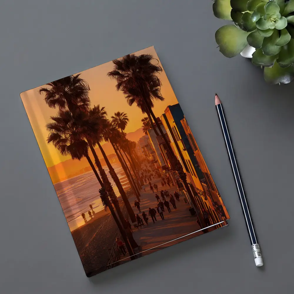 Venice Beach Boardwalk Golden Sunset Palm Trees – Notebooks
