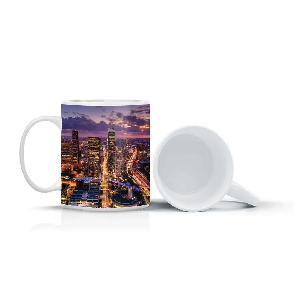 Los Angeles Downtown Skyline Purple Sunset Aerial – Mugs