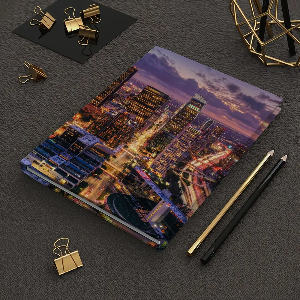 Los Angeles Downtown Skyline Purple Sunset Aerial – Notebooks