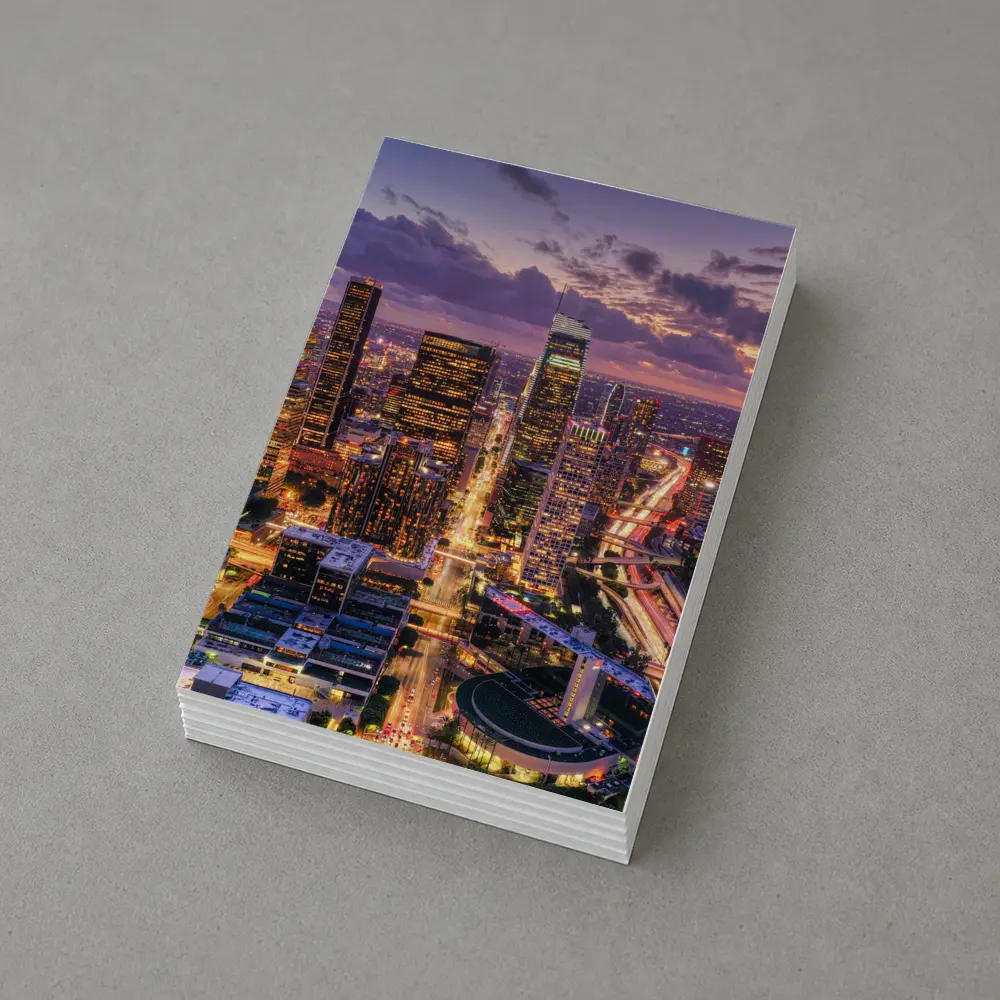 Los Angeles Downtown Skyline Purple Sunset Aerial – Postcards