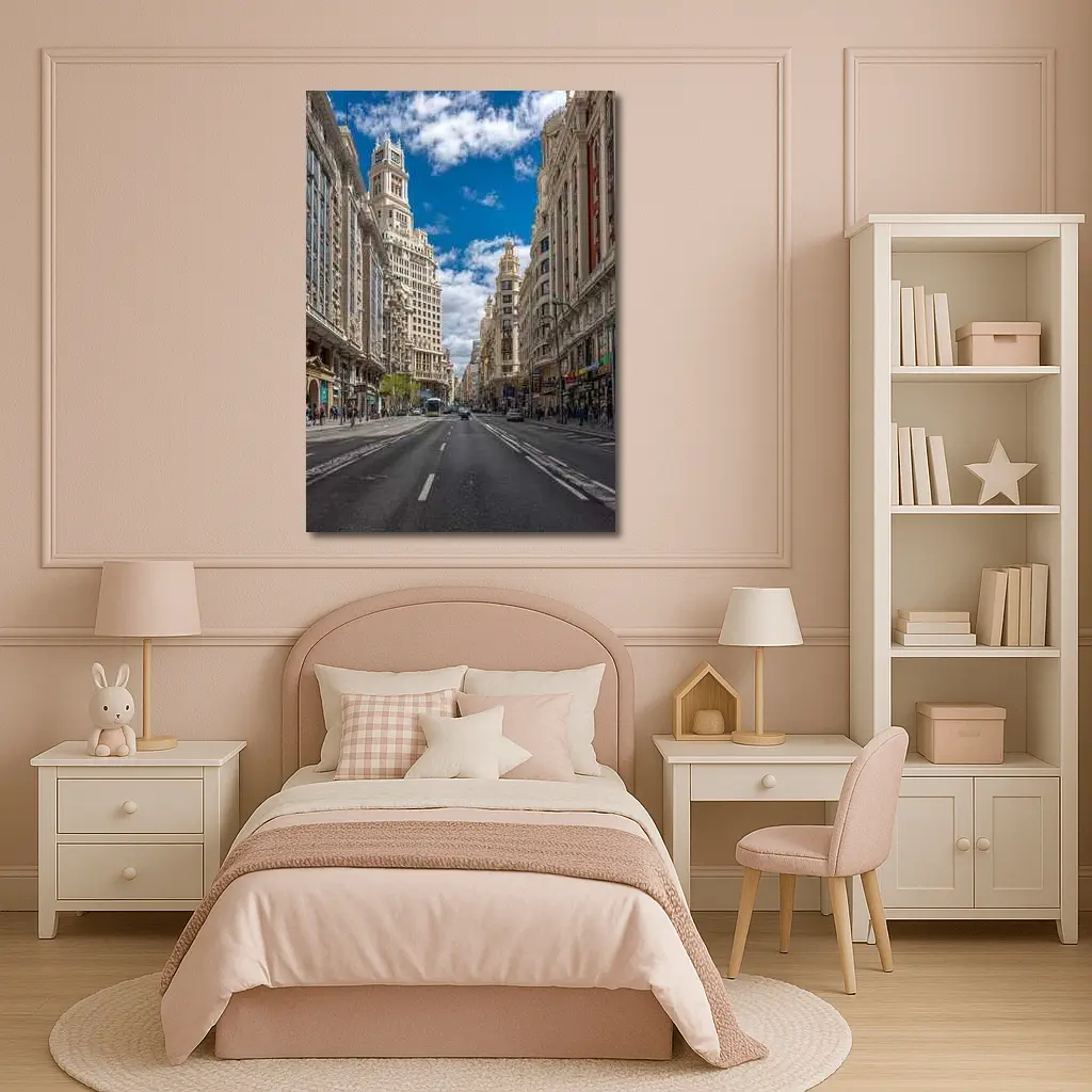 Gran Via Madrid Street Blue Sky – Wall Art