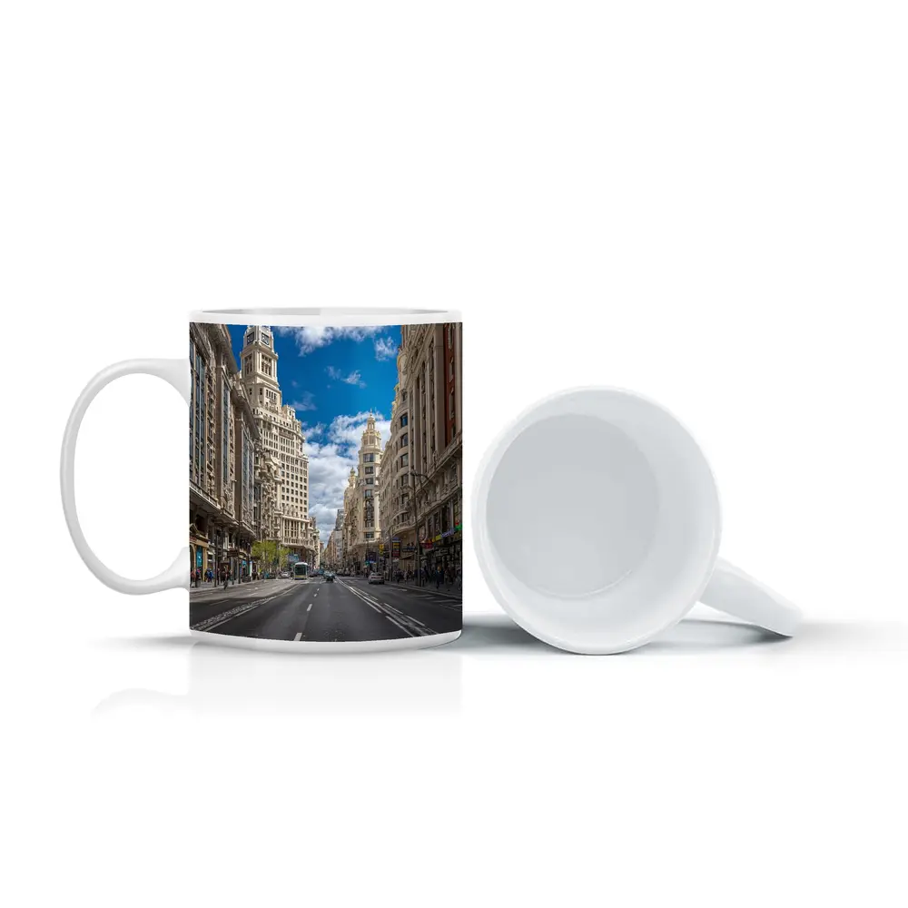 Gran Via Madrid Street Blue Sky – Mugs