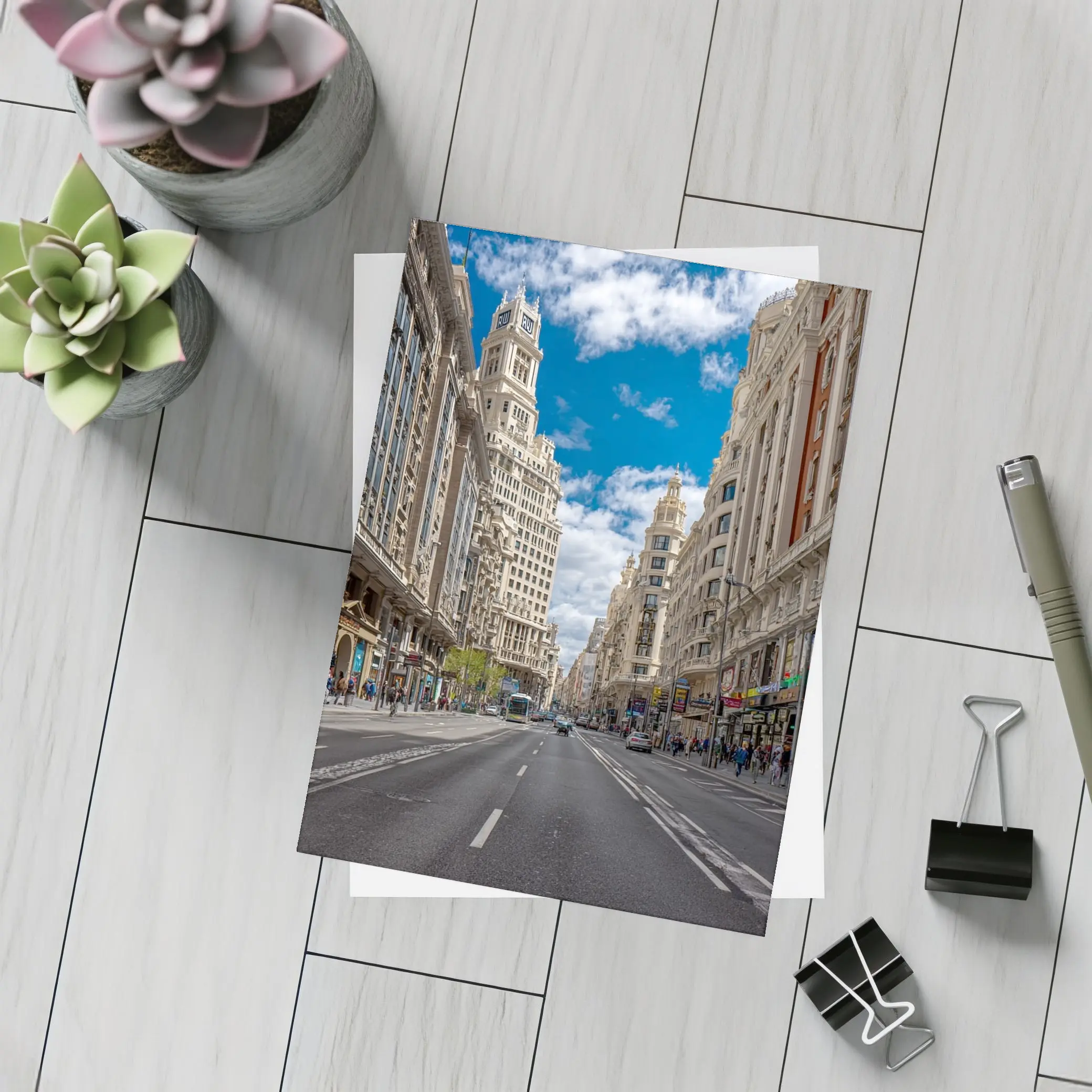 Gran Via Madrid Street Blue Sky – Postcards