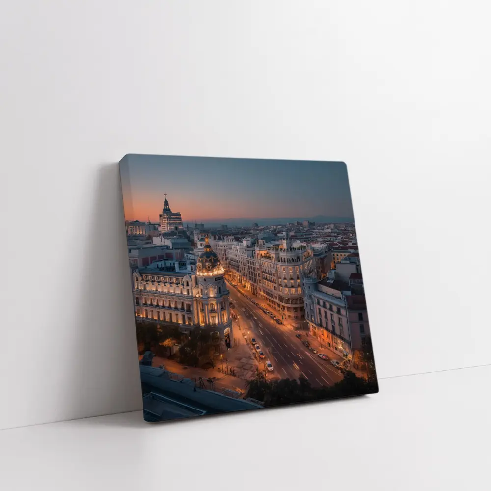 Madrid Gran Via Skyline At Dusk – Wall Art