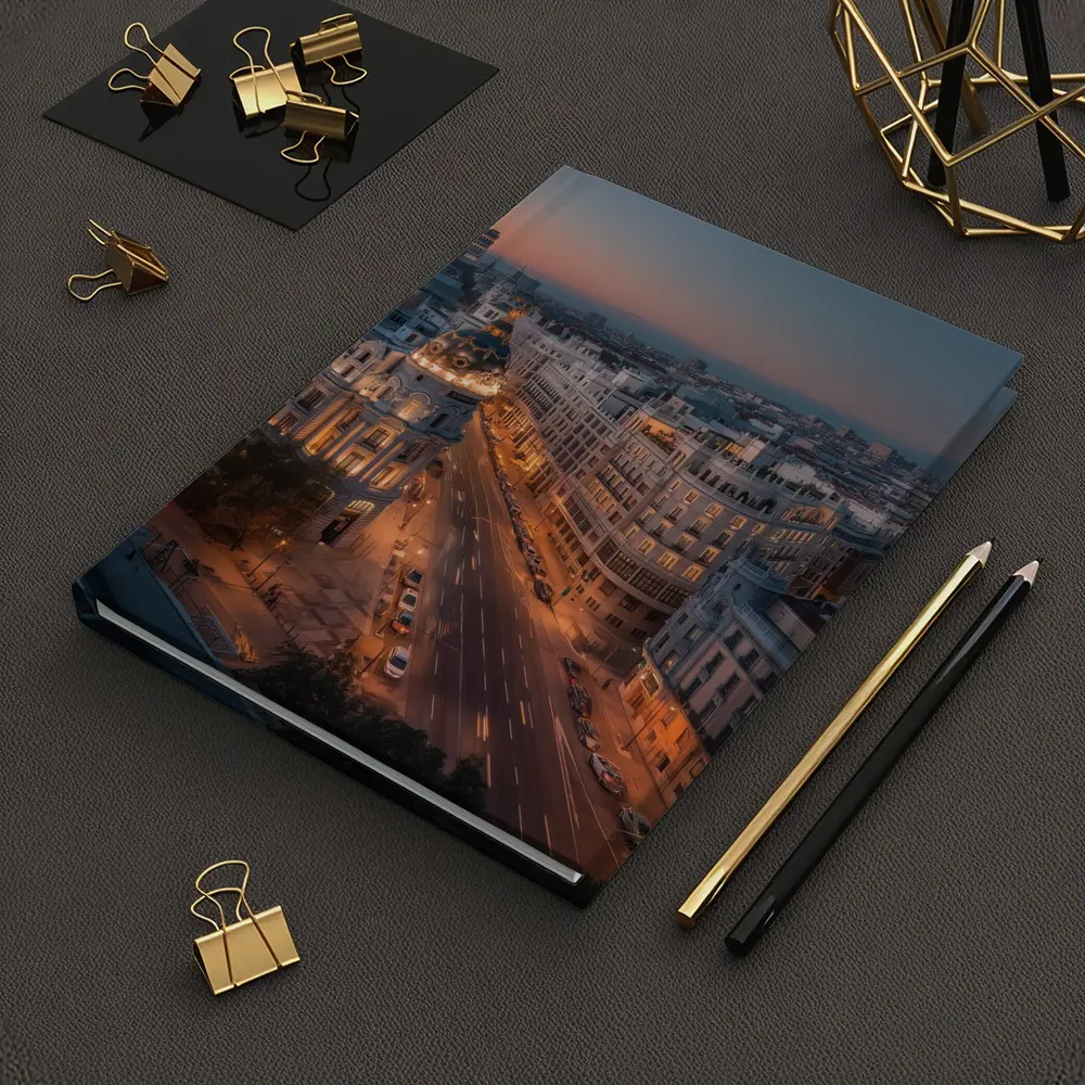 Madrid Gran Via Skyline At Dusk – Notebooks