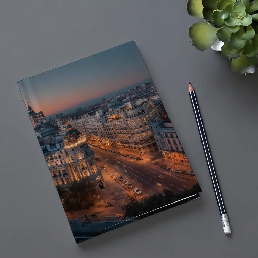 Madrid Gran Via Skyline At Dusk – Notebooks