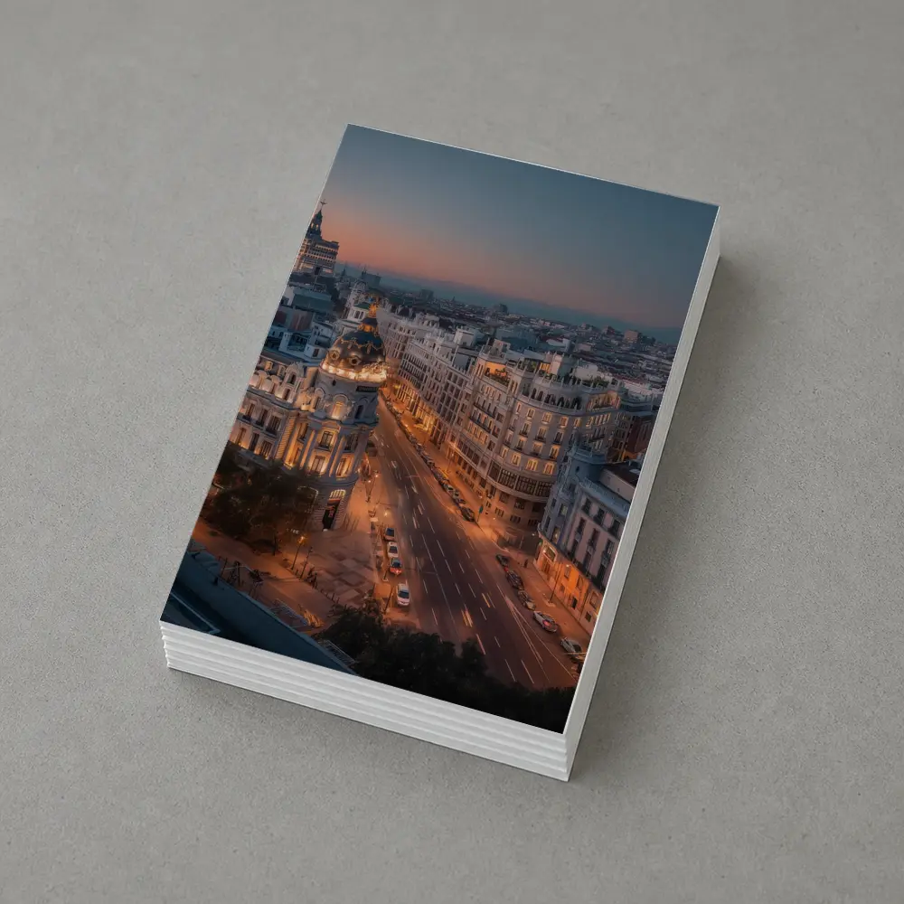 Madrid Gran Via Skyline At Dusk – Postcards