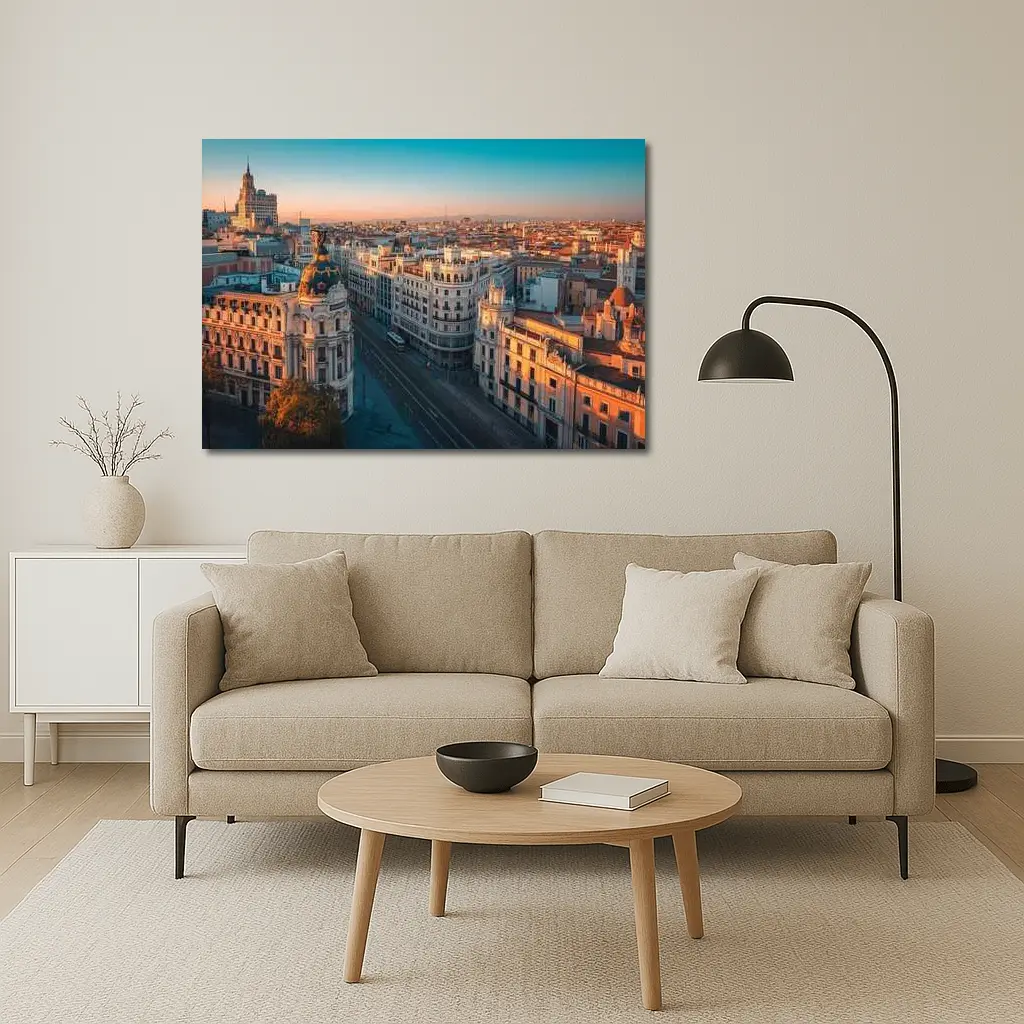 Madrid Gran Via Skyline at Golden Sunset – Wall Art