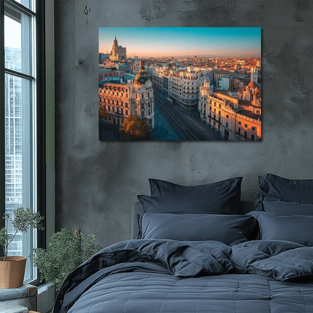 Madrid Gran Via Skyline at Golden Sunset – Wall Art