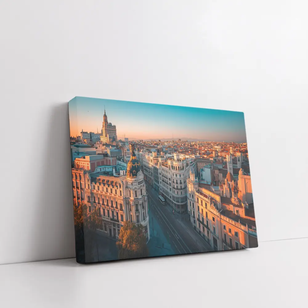 Madrid Gran Via Skyline at Golden Sunset – Wall Art