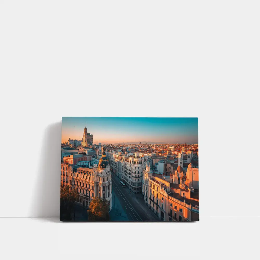 Madrid Gran Via Skyline at Golden Sunset – Wall Art
