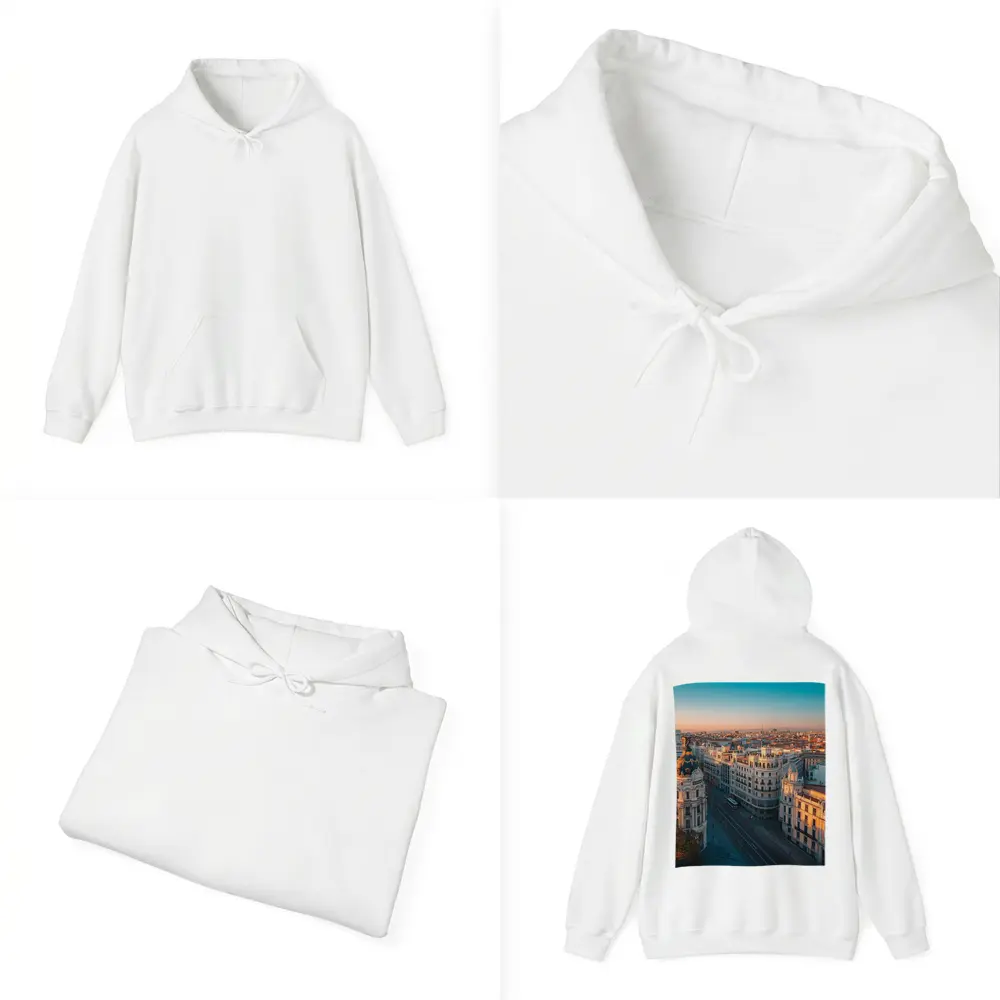 Madrid Gran Via Skyline at Golden Sunset – Hoodies