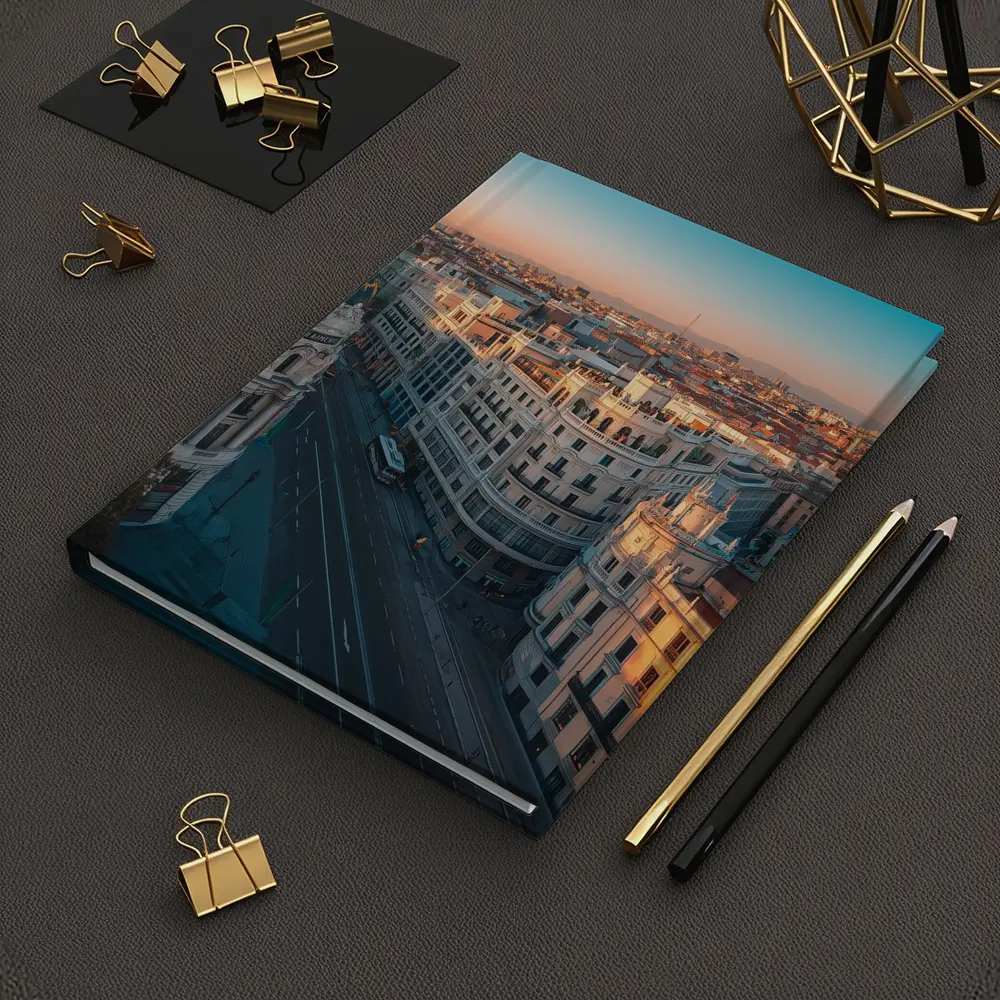 Madrid Gran Via Skyline at Golden Sunset – Notebooks