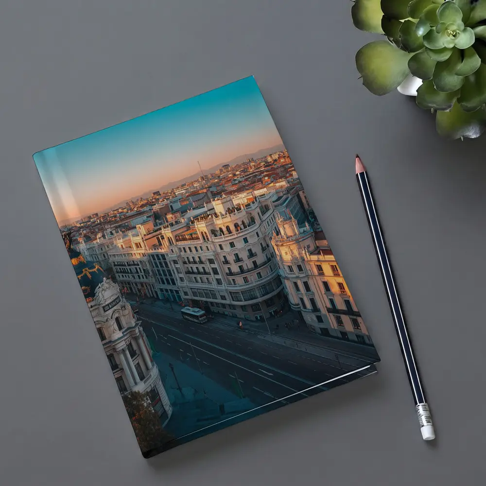 Madrid Gran Via Skyline at Golden Sunset – Notebooks
