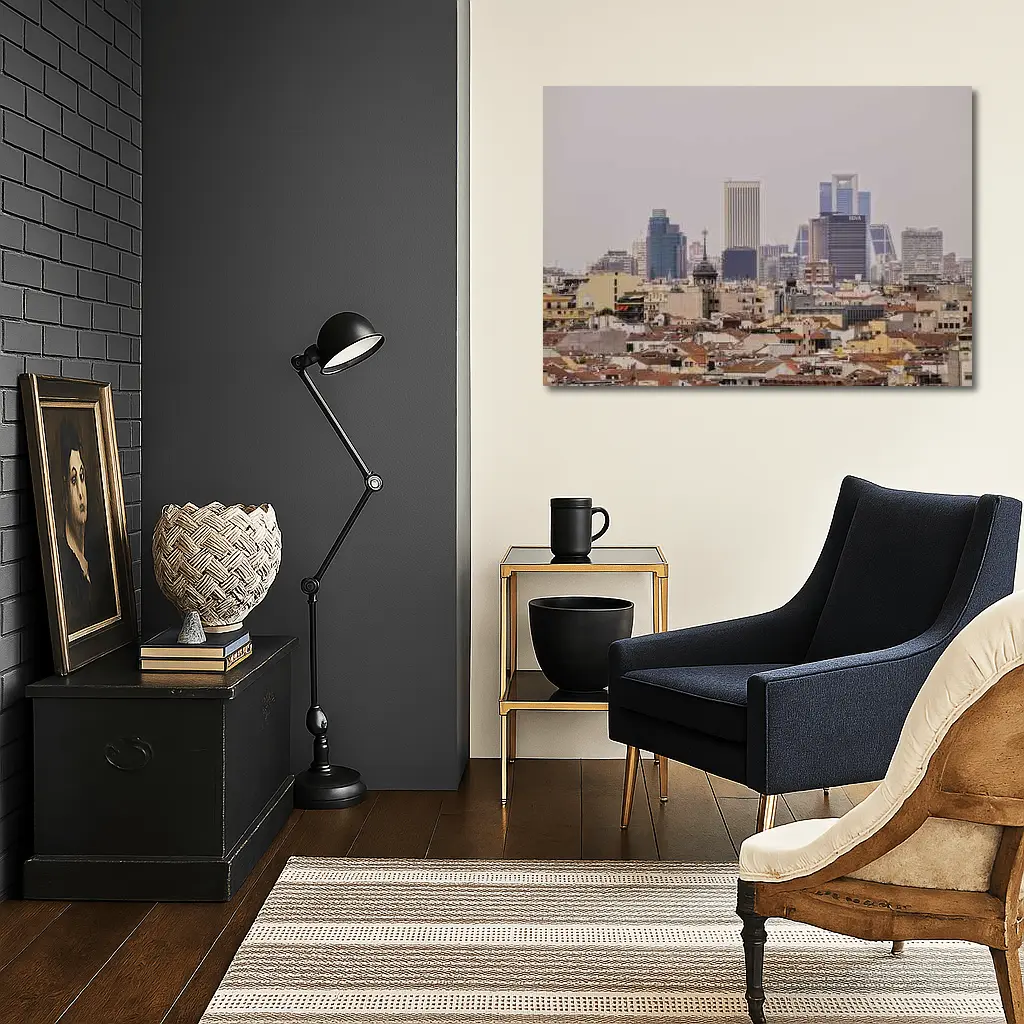Madrid Skyline City View Hazy Day – Wall Art