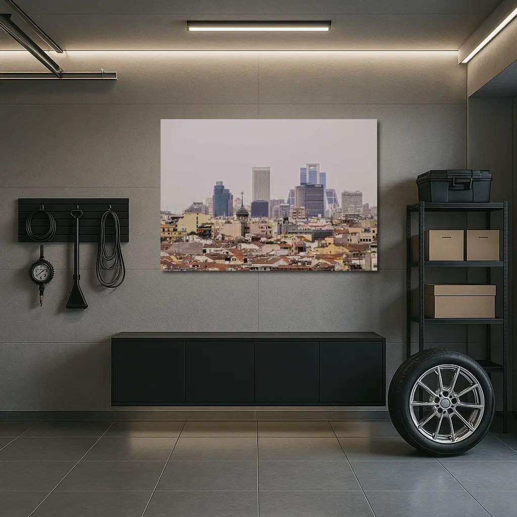 Madrid Skyline City View Hazy Day – Wall Art