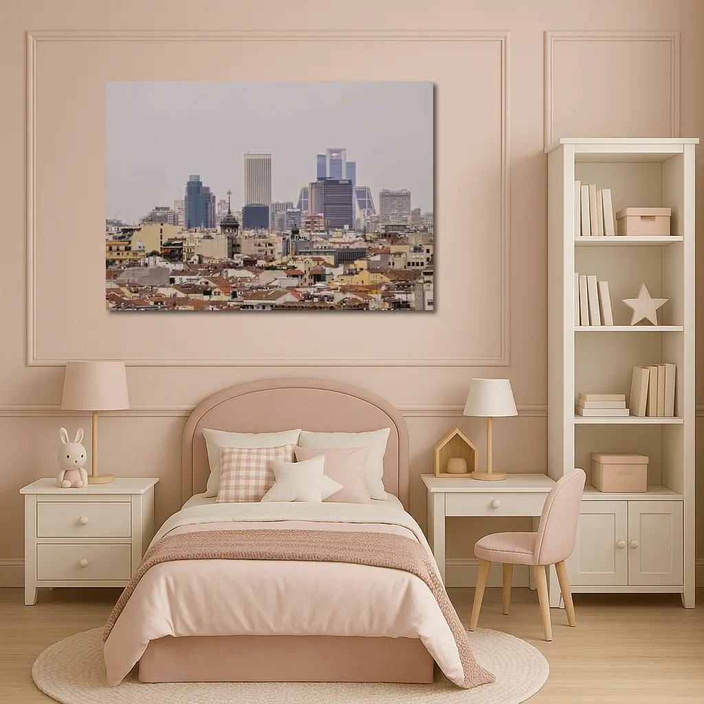 Madrid Skyline City View Hazy Day – Wall Art