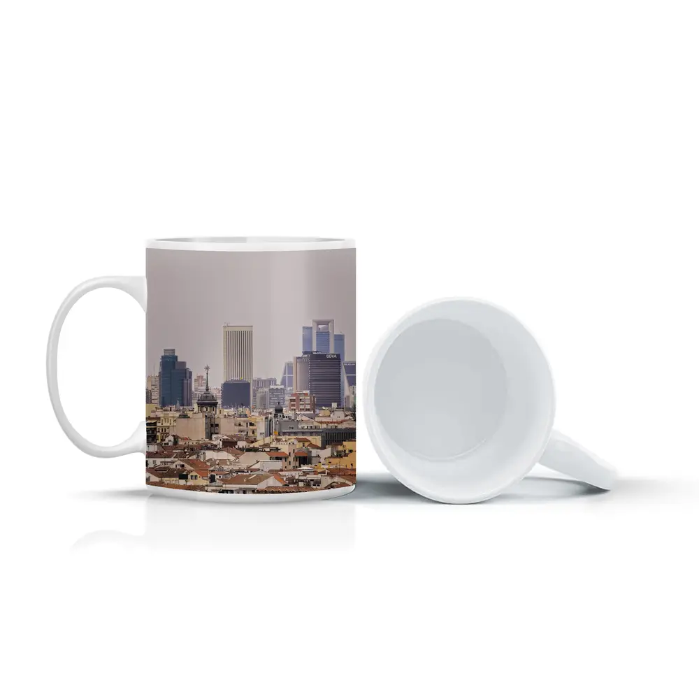 Madrid Skyline City View Hazy Day – Mugs